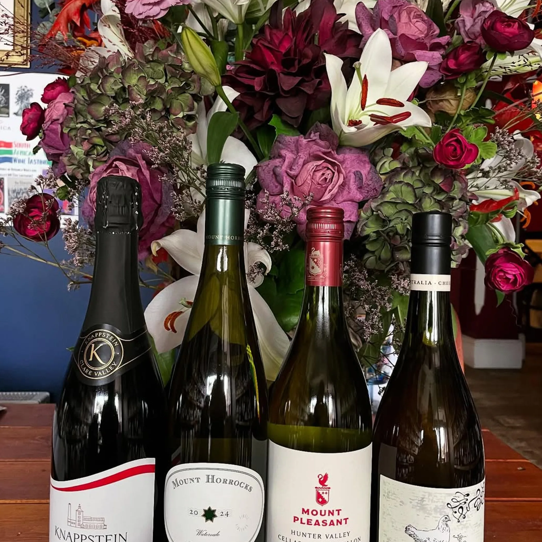clear bottles of australian wine