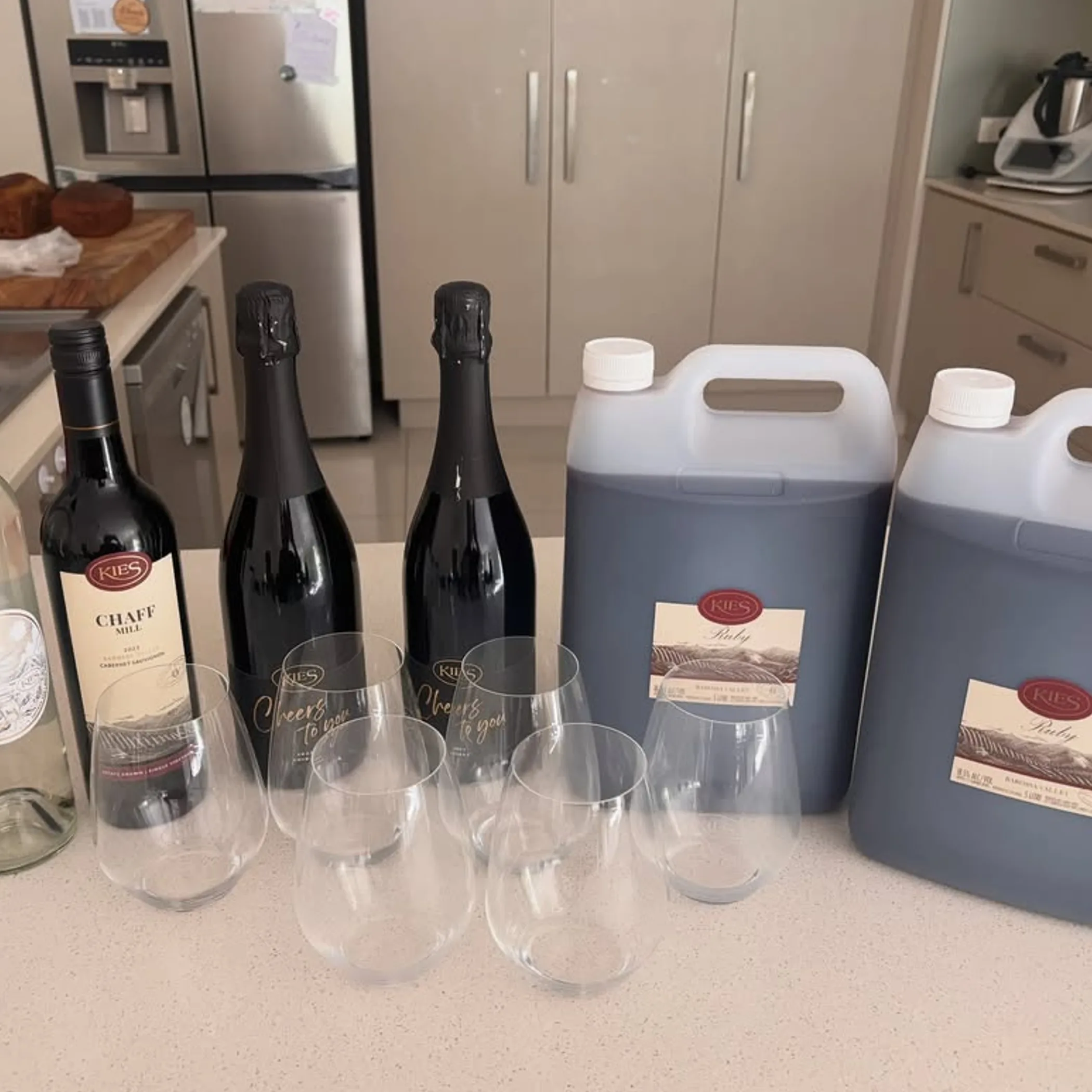 australian wine bottles and glasses