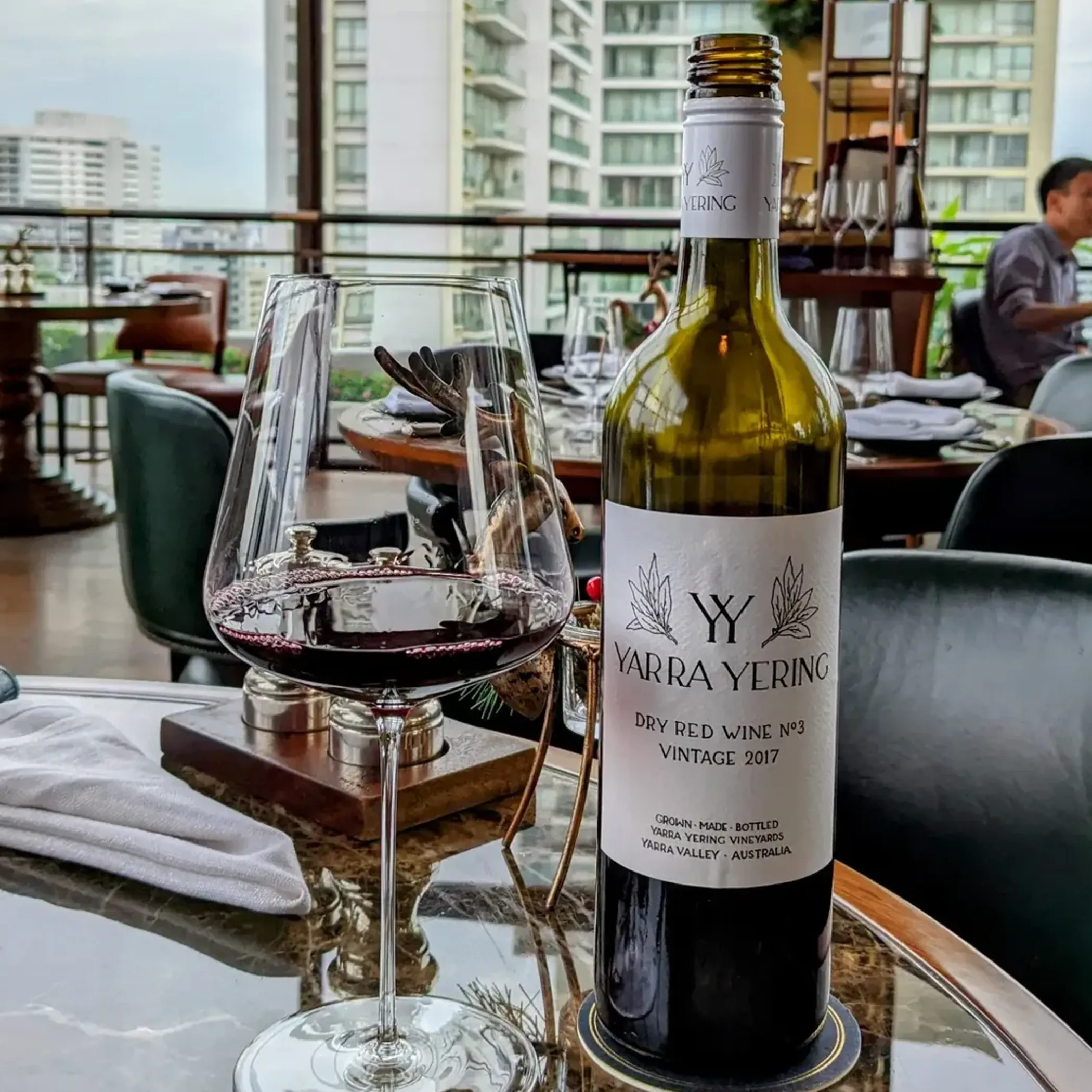 clear glass of australian red wine