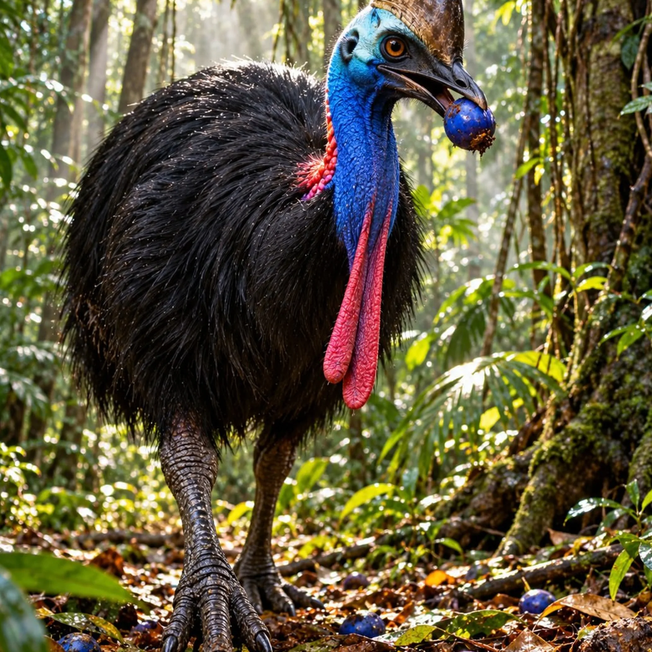 cassowary in queensland rainforest